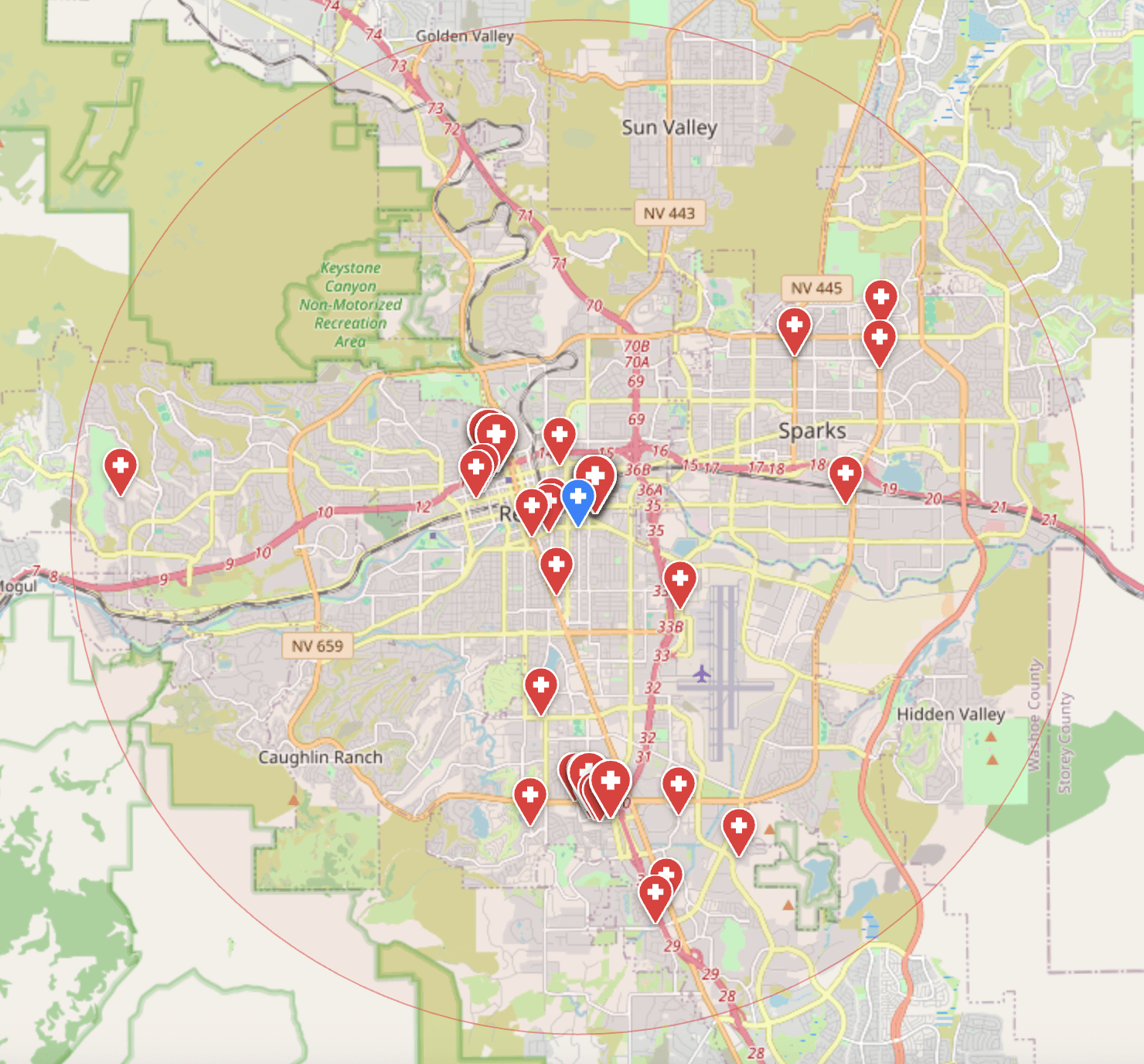 Competitor locations map